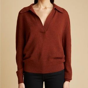 Khaite Cashmere Jo Polo Sweater in Mahogany XS